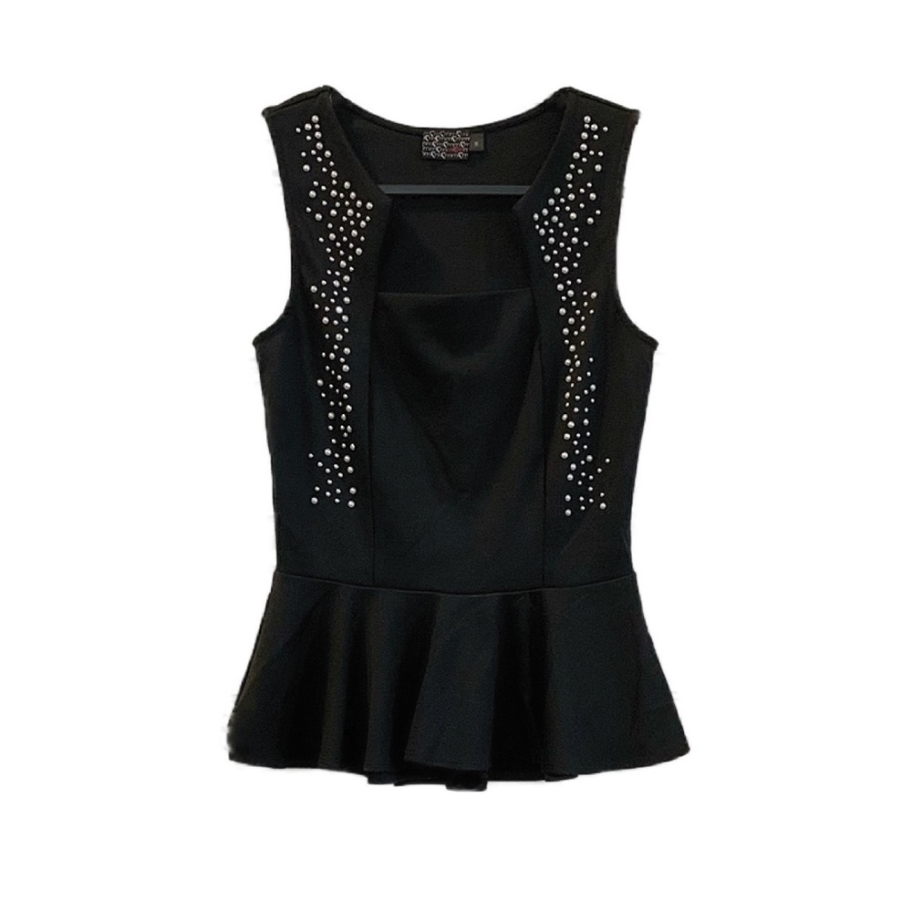 Moa Moa Peplum Top with Pearls